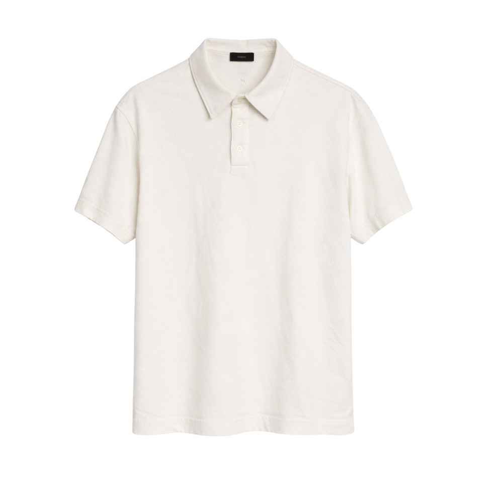 Theory Ronan Polo Shirt Mens XL White‎ Short Sleeve Knit Minimal Clean Fit